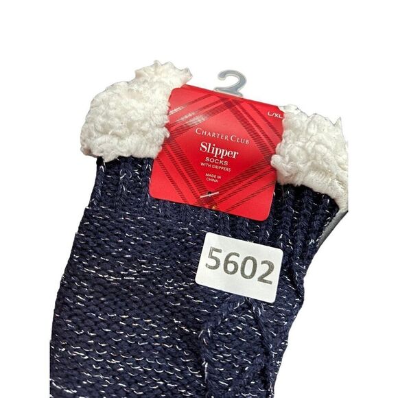 Charter Club Slipper Socks With Grippers L/XL Navy - Picture 5 of 5